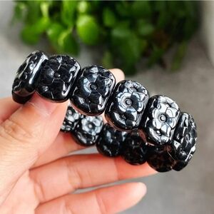 17x7mm Natural Black Tourmaline Crystal Natural Gemstone Beads Beaded Bracelet
